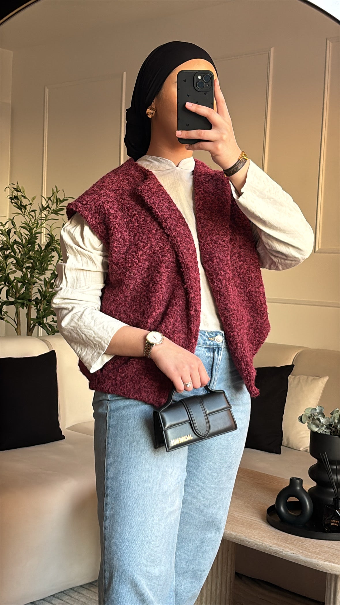 Veste en laine / sans manches - Bordeaux