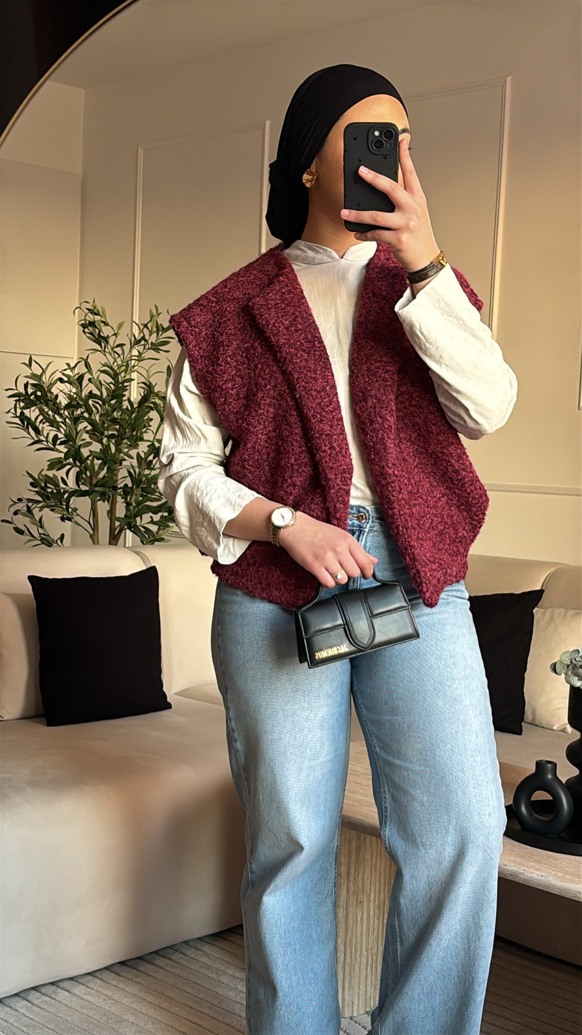 Veste en laine / sans manches - Bordeaux