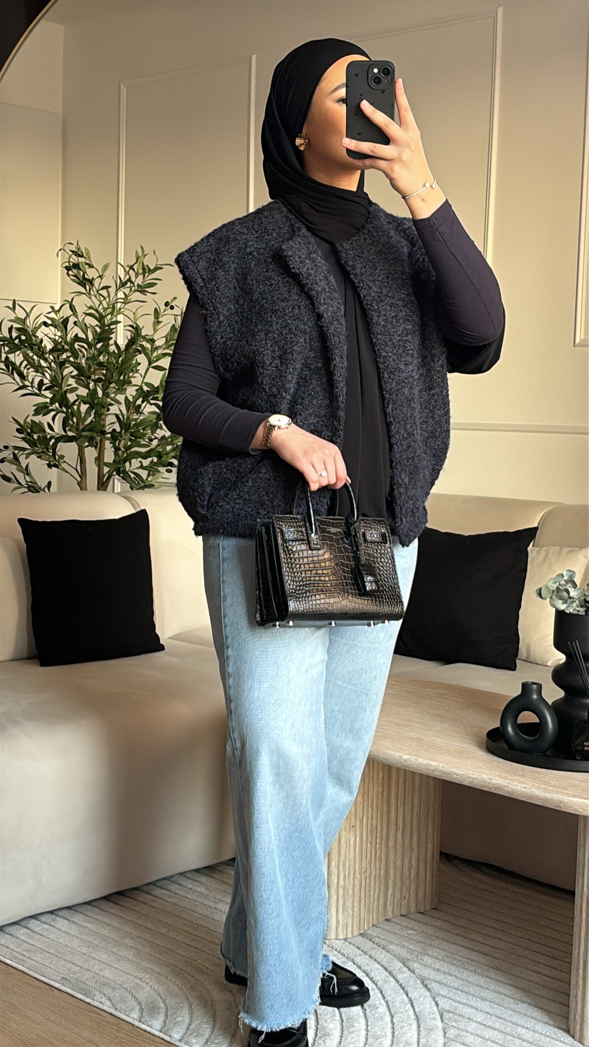 Veste en laine / sans manches - Bleu