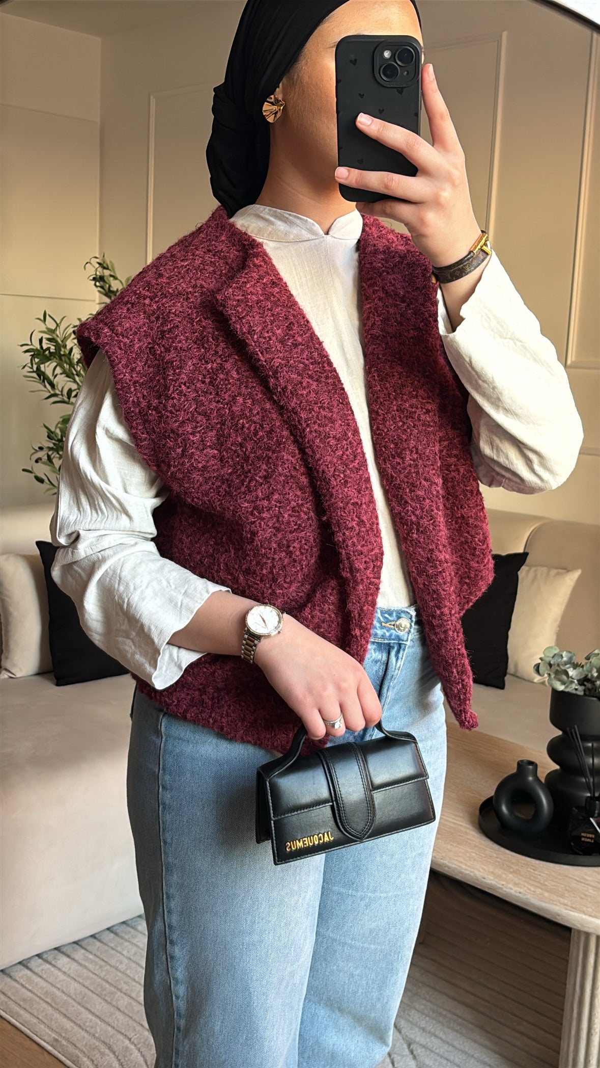 Veste en laine / sans manches - Bordeaux