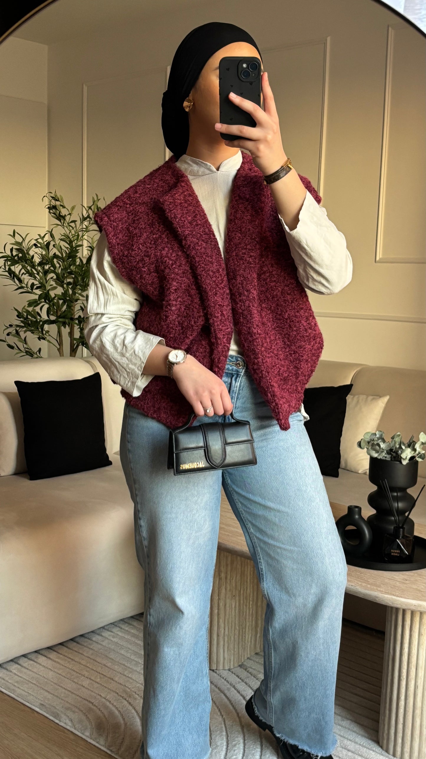 Veste en laine / sans manches - Bordeaux