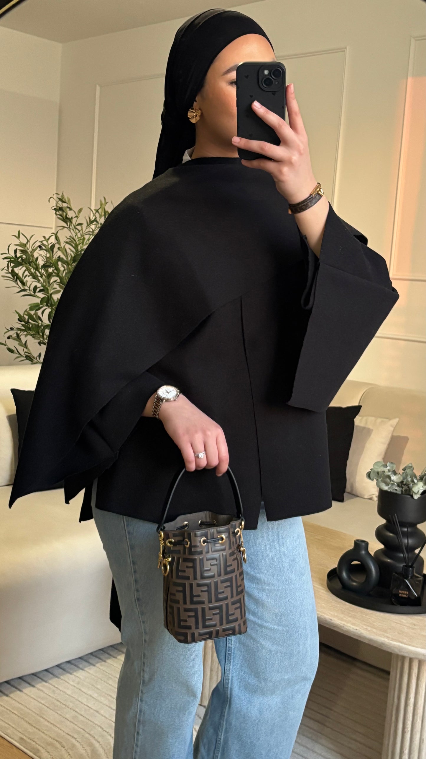 Veste cape - Noir